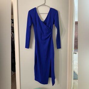 Hello Molly Blue dress with front slit and slightly open back
